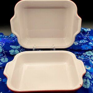 Set of 2 Emile Henry 9.2"x 6.7" Small Cherry Red Casserole Dishes
